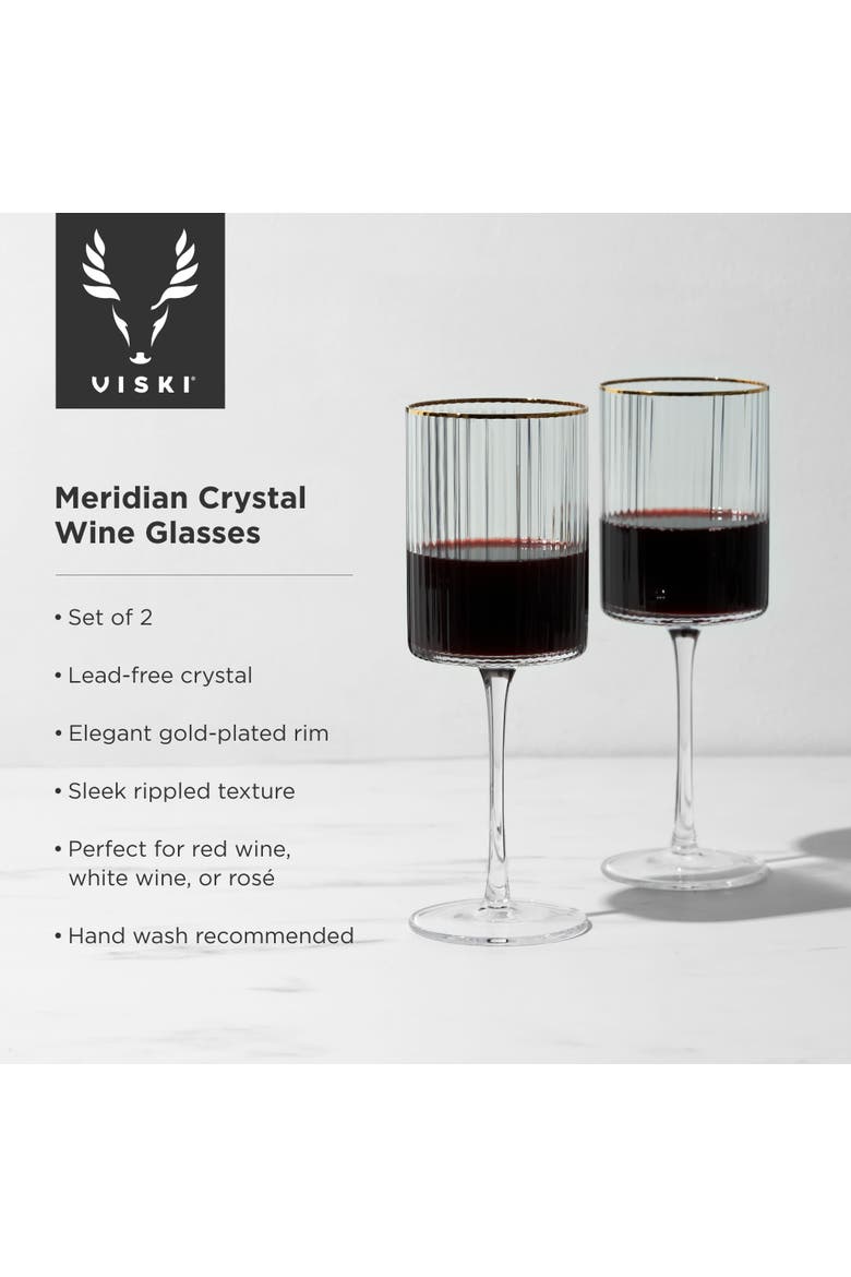 Meridian Crystal Gold Rimmed Wine Glasses Set of 2, Alternate, color, Clear