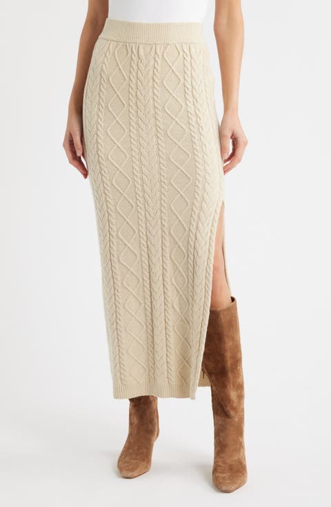 Cable Knit Maxi Sweater Skirt