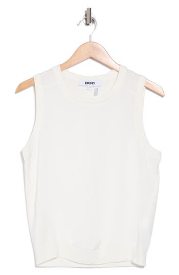 Dkny Plus Size Mix-media Sleeveless Sweater Top