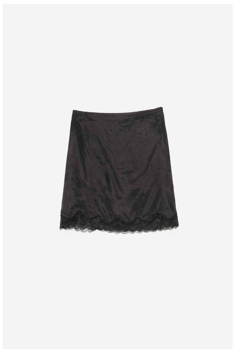 Lace Hem Mini Skirt, Alternate, color, WASHED BLACK
