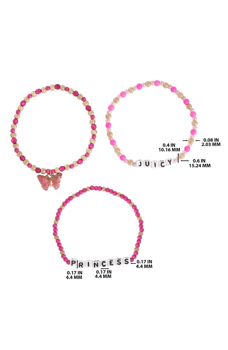 Juicy Couture Kids Kids Beaded Bracelet Set, Alternate, color, Pink, Red