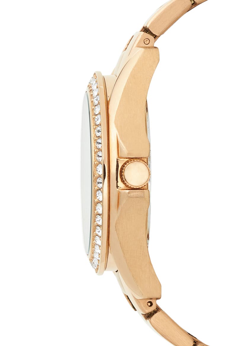 'Riley' Round Crystal Bezel Bracelet Watch, 38mm, Alternate, color, ROSE GOLD/ TURQUOISE