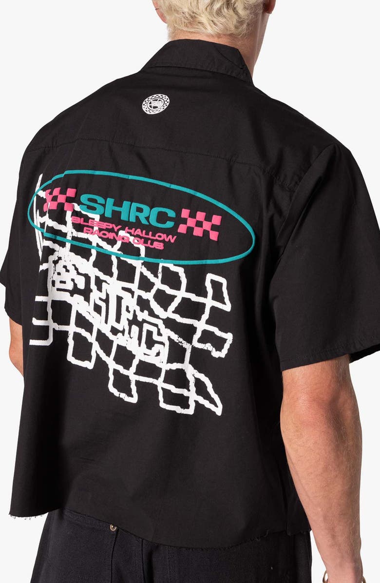 mnml Checkered Short Sleeve Button-Up Shirt, Alternate, color, Black