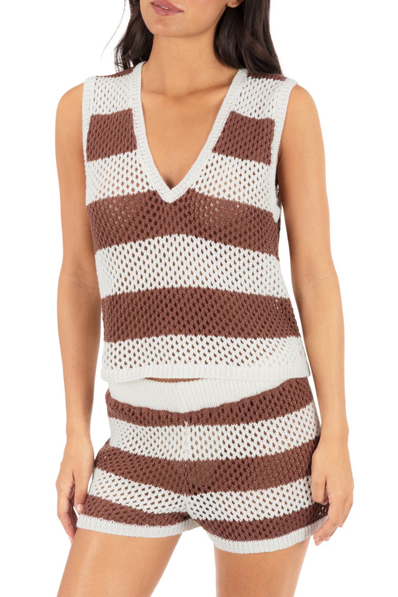 Stripe Cover-Up Sleeveless Top, Main, color, MOLE STRIPE