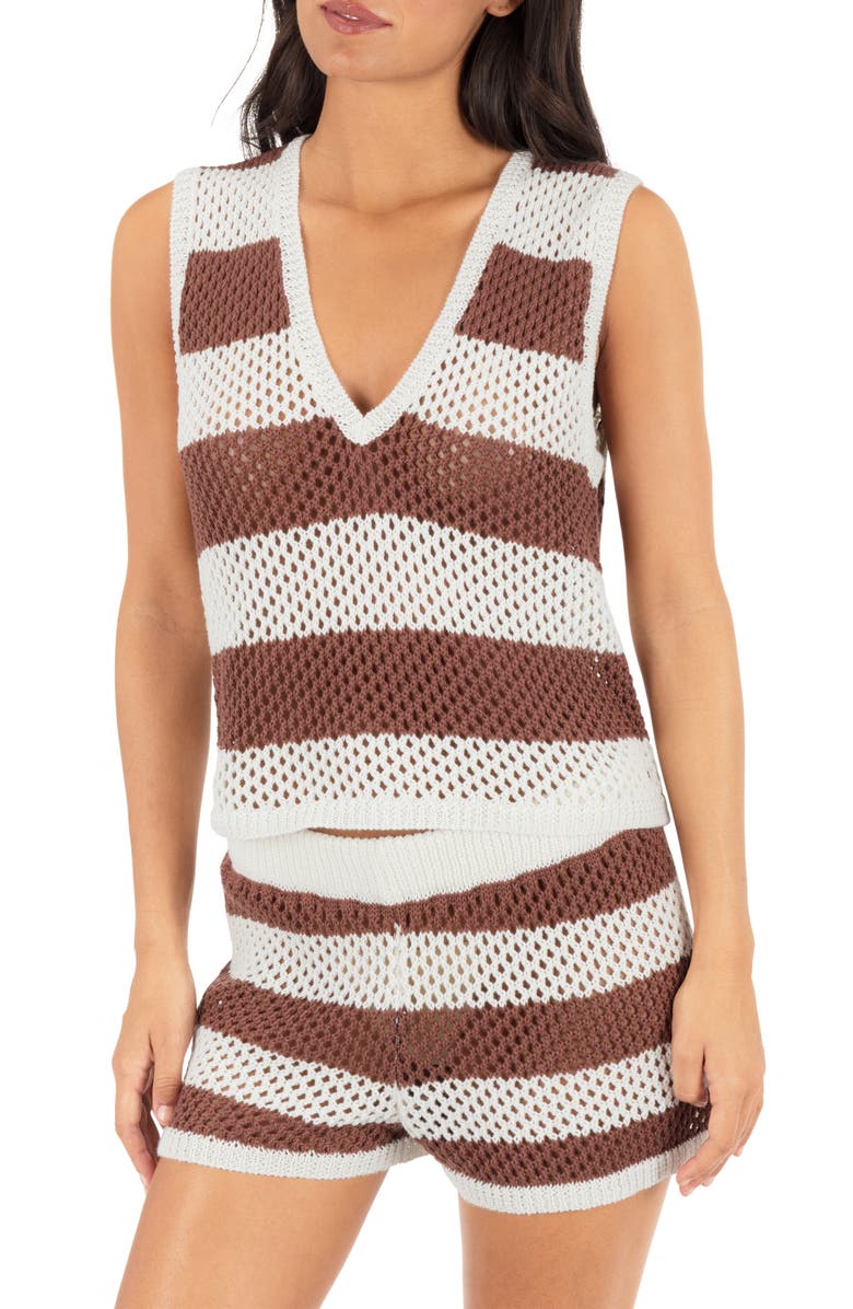 Hurley Stripe Cover-Up Sleeveless Top, Main, color, Mole Stripe