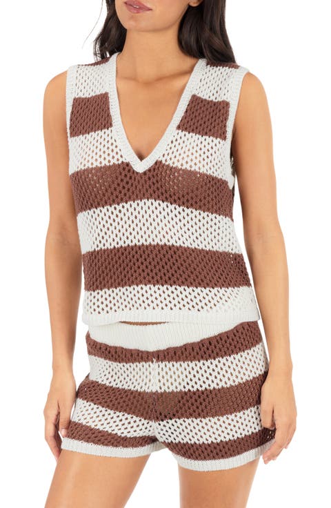Stripe Cover-Up Sleeveless Top