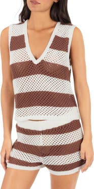 Hurley Stripe Cover-Up Sleeveless Top