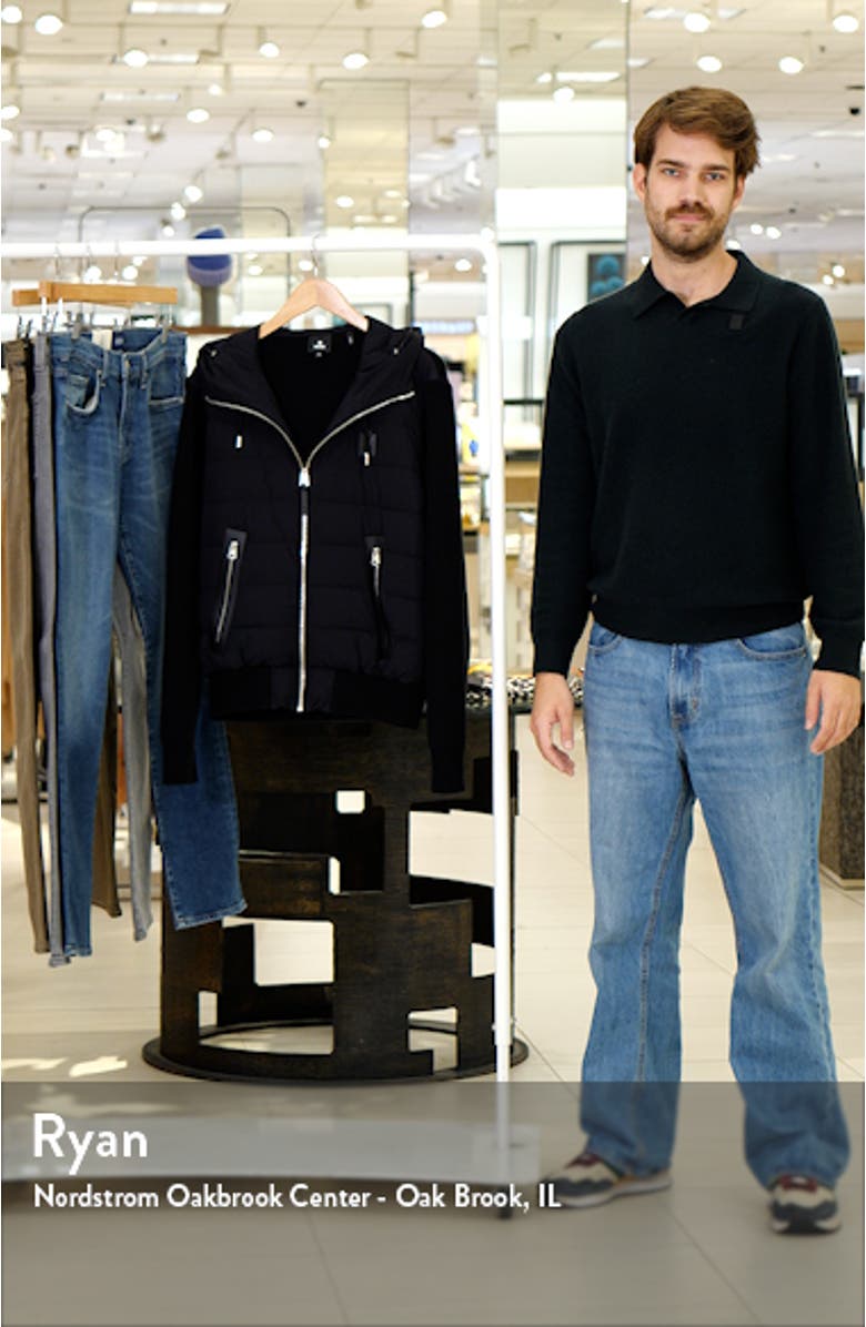 Andrew Quilted Down Stretch Mixed Media Jacket, sales video thumbnail