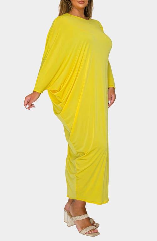 L I V D Louella Asymmetrical Long Sleeve Stretch Maxi Dress In Yellow