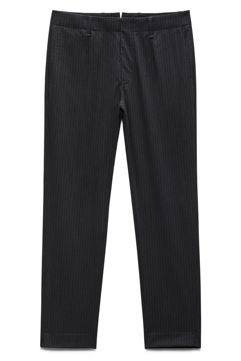 Lennon Pinstripe Wool Blend Trousers, Alternate, color, BLACK