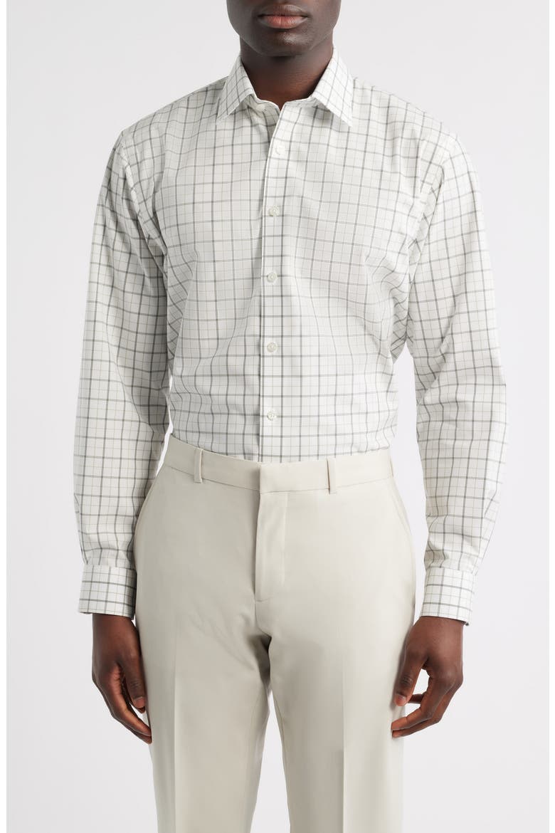 Traditional Fit Check Non-Iron Cotton Dress Shirt, Main, color, GREEN-BLUE WINDFORD PLAID