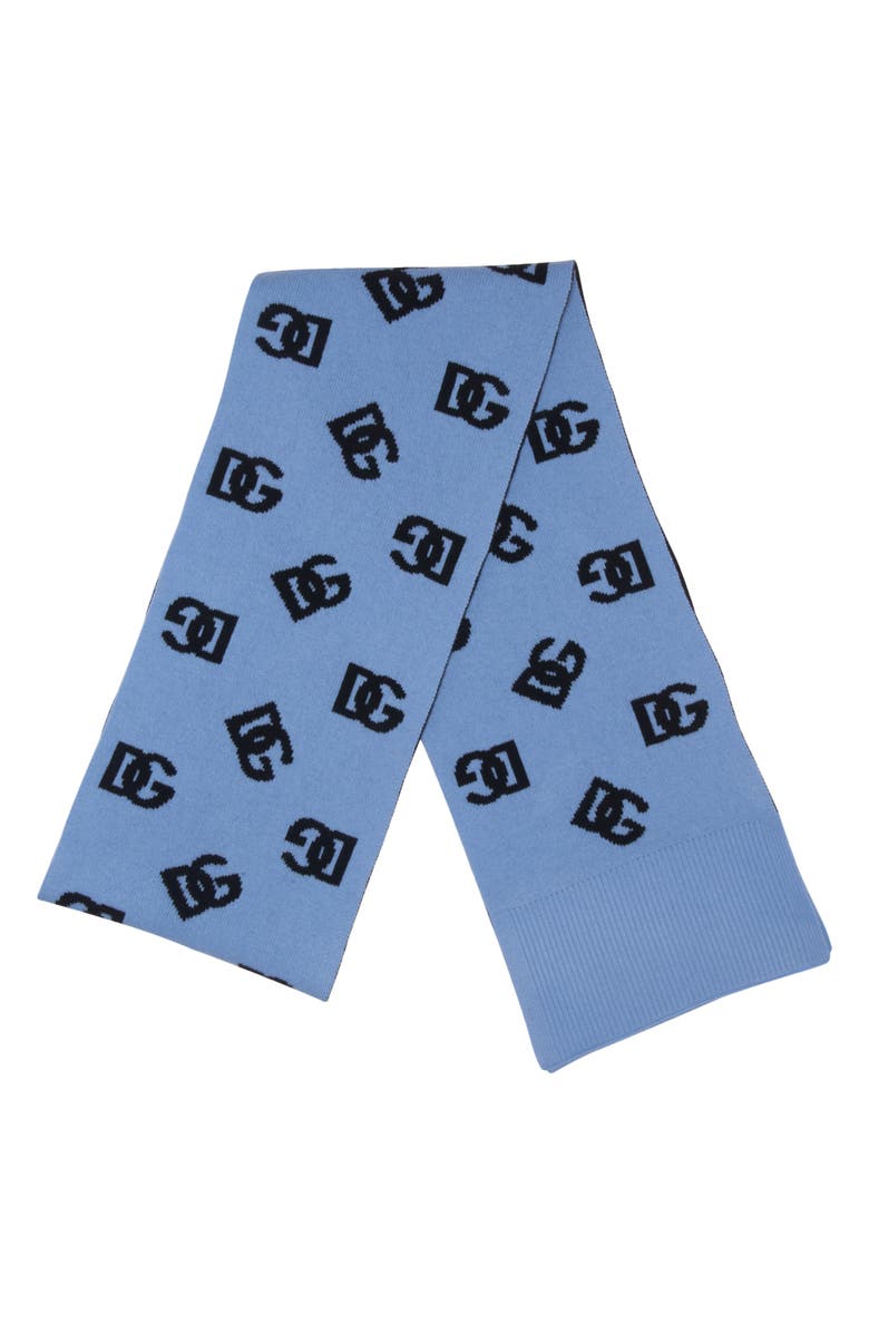 Dolce&Gabbana DG Logo Colorblock Wool Scarf, Main, color, B0143 Very Light Blue