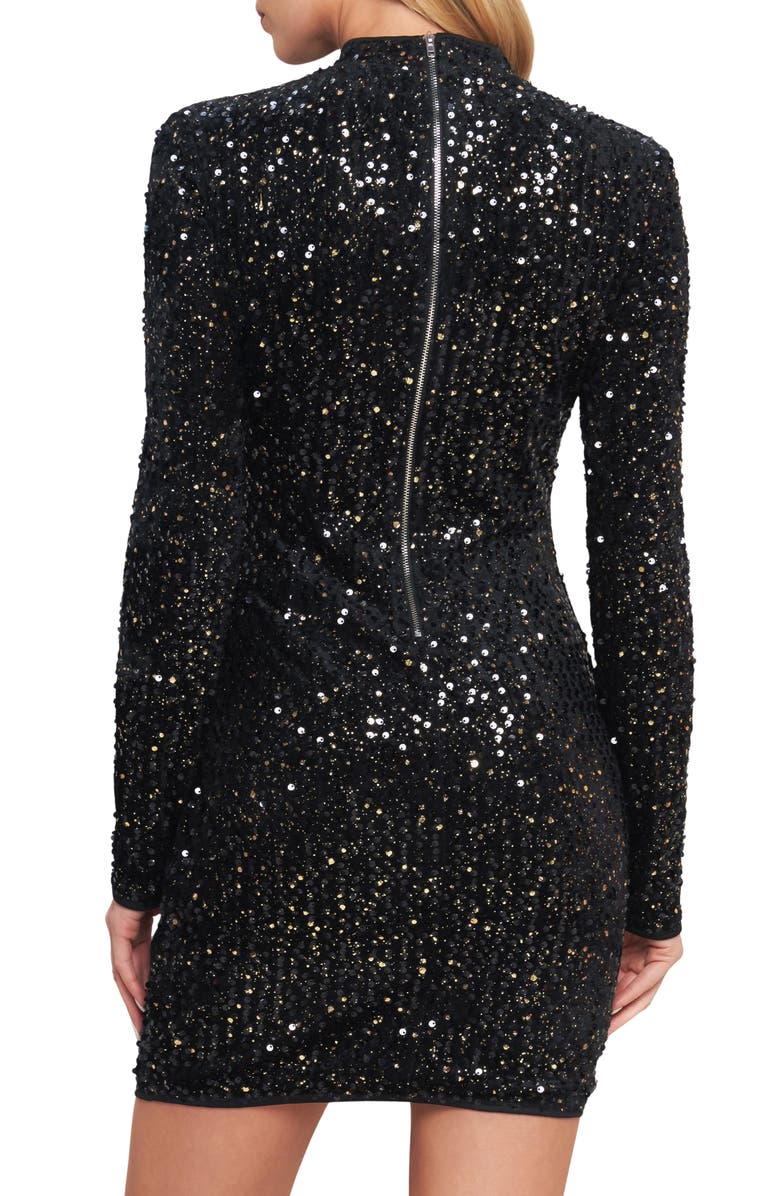 FLYING TOMATO Long Sleeve Sequin Minidress, Alternate, color, Black