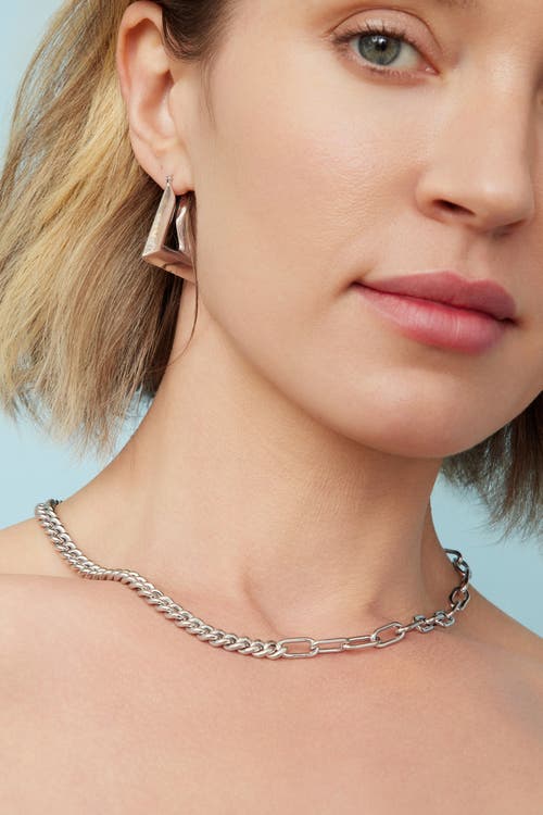 Oradina Sterling Silver Curb Clip Link Connector Clasp Necklace In Silver