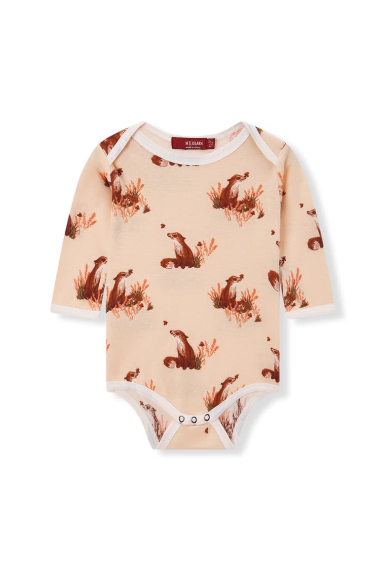 Organic Cotton Long Sleeve One Piece, Main, color, Floral Fox