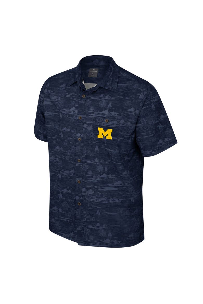 Men's Colosseum Navy Michigan Wolverines Ozark Button-Up Shirt, Alternate, color, Navy