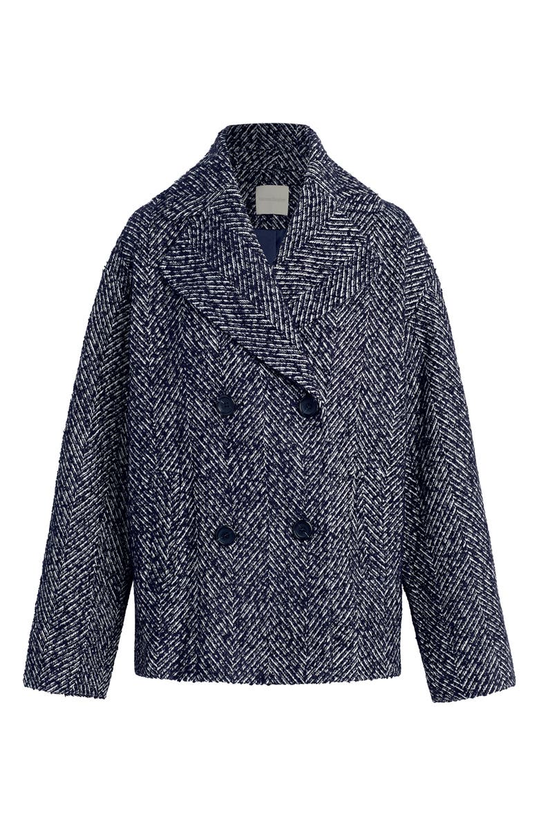Favorite Daughter Favorite Double Breasted Peacoat, Alternate, color, Navy Herringbone