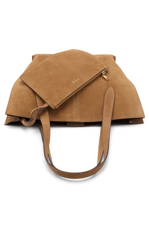 Mango Mini Suede Shopper Bag In Brown