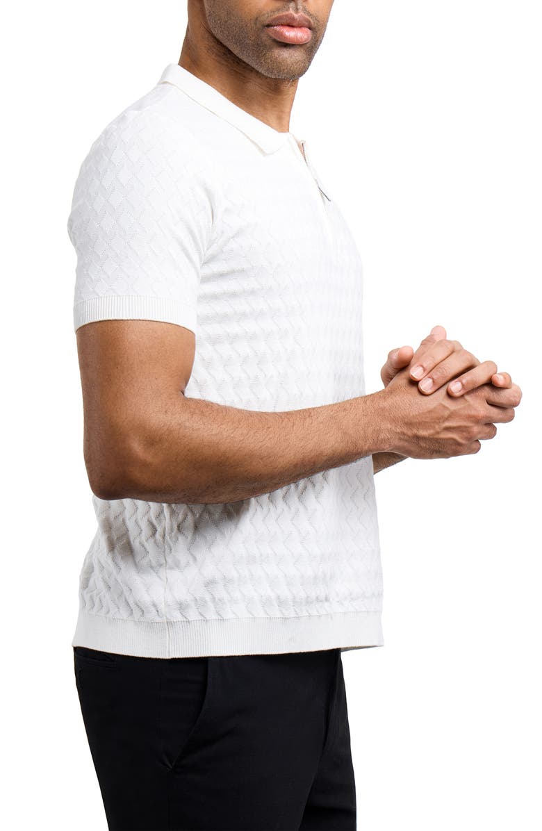 XRAY Quarter Zip Argyle Knit Polo, Alternate, color, Off White