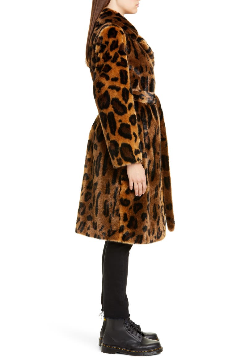 Irina Leopard Print Faux Fur Coat, Alternate, color, ANIMAL PRINT/ YELLOW