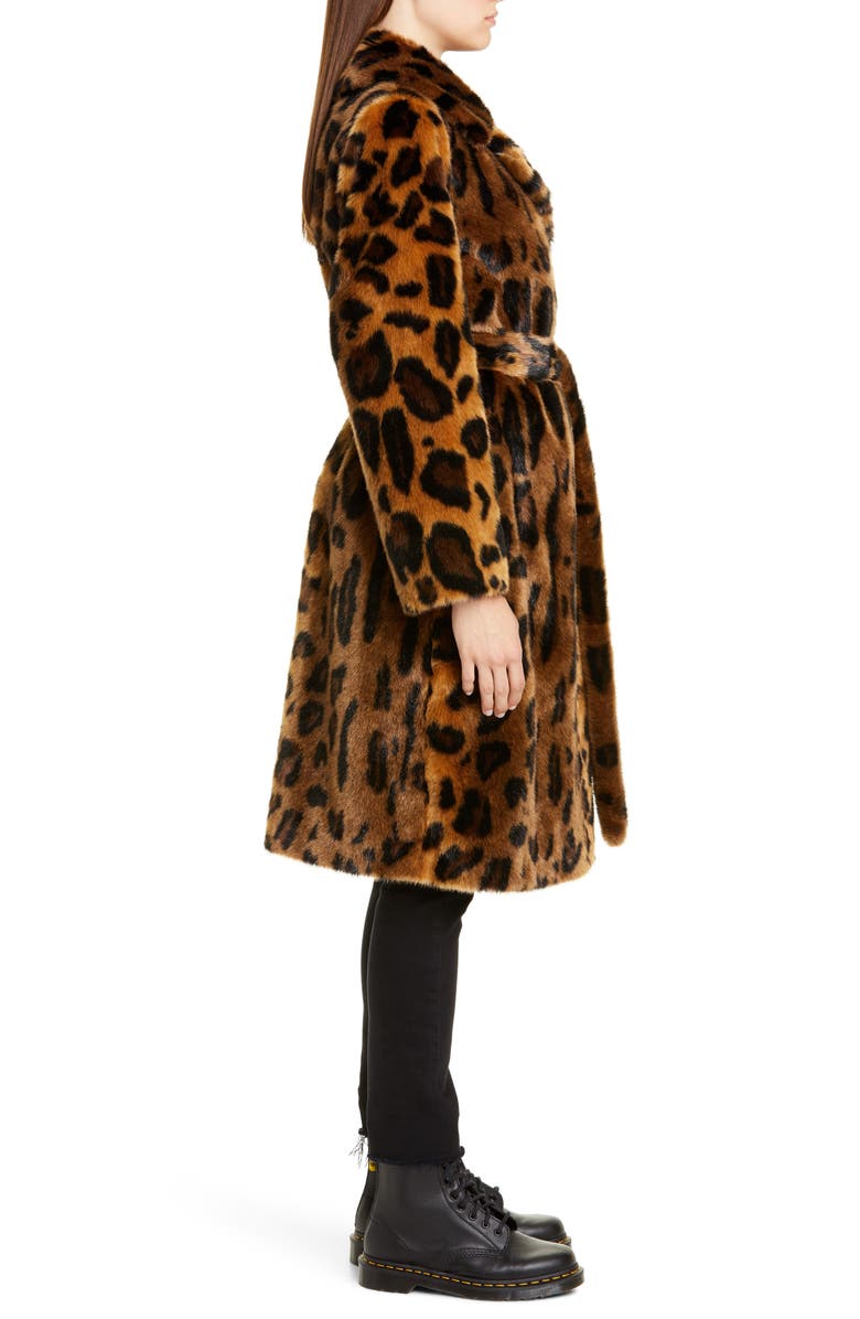 Stand Studio Irina Leopard Print Faux Fur Coat, Alternate, color, 