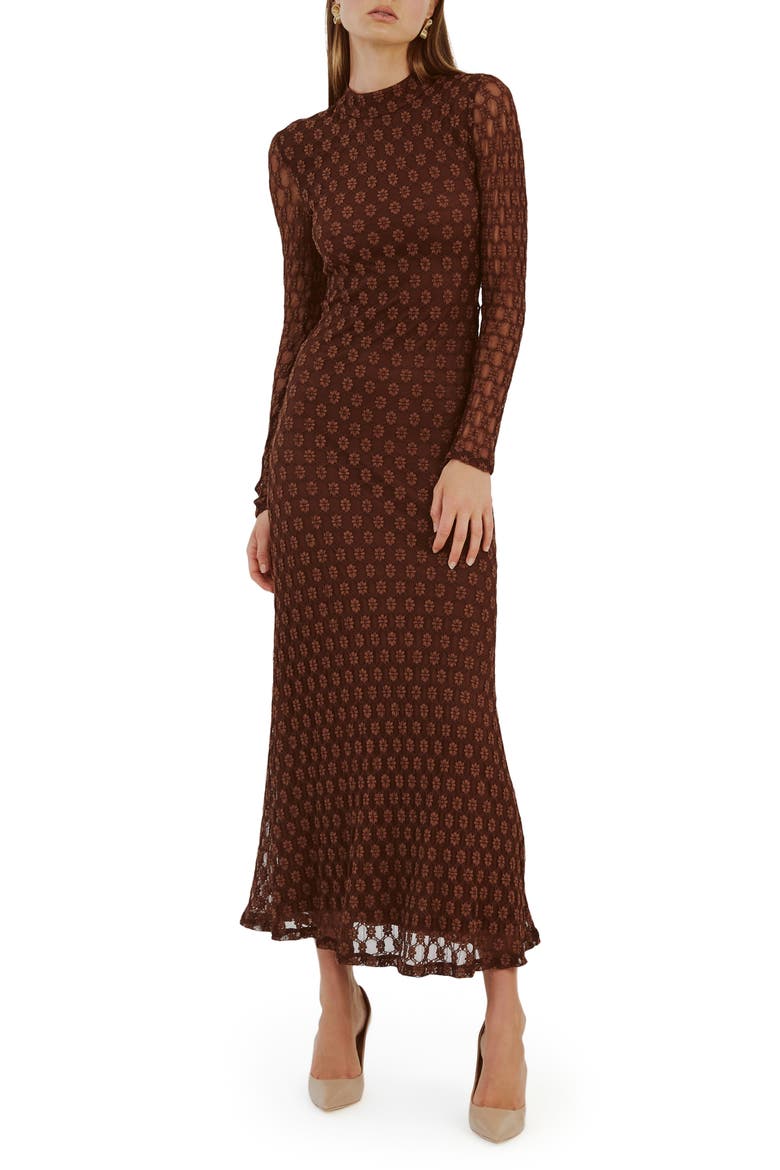 Ola Long Sleeve Dress, Main, color, CHOCOLATE