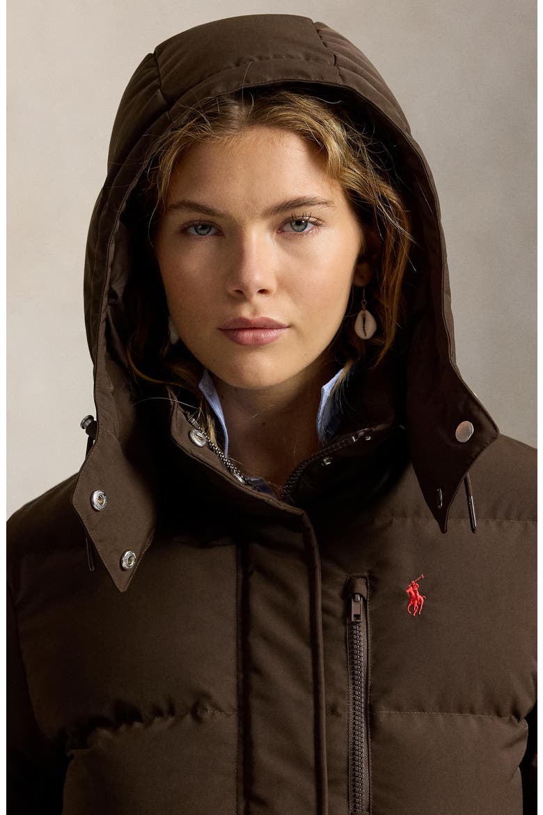 Water Resistant 750 Fill Power Down Puffer Jacket with Removable Hood, Alternate, color, DARK BEECH