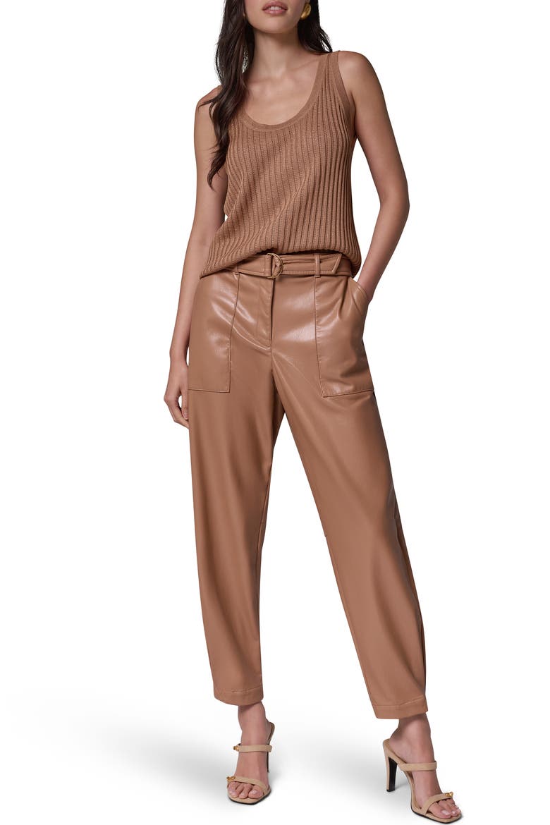 Faux Leather Belted Cargo Pants, Alternate, color, CAMEL