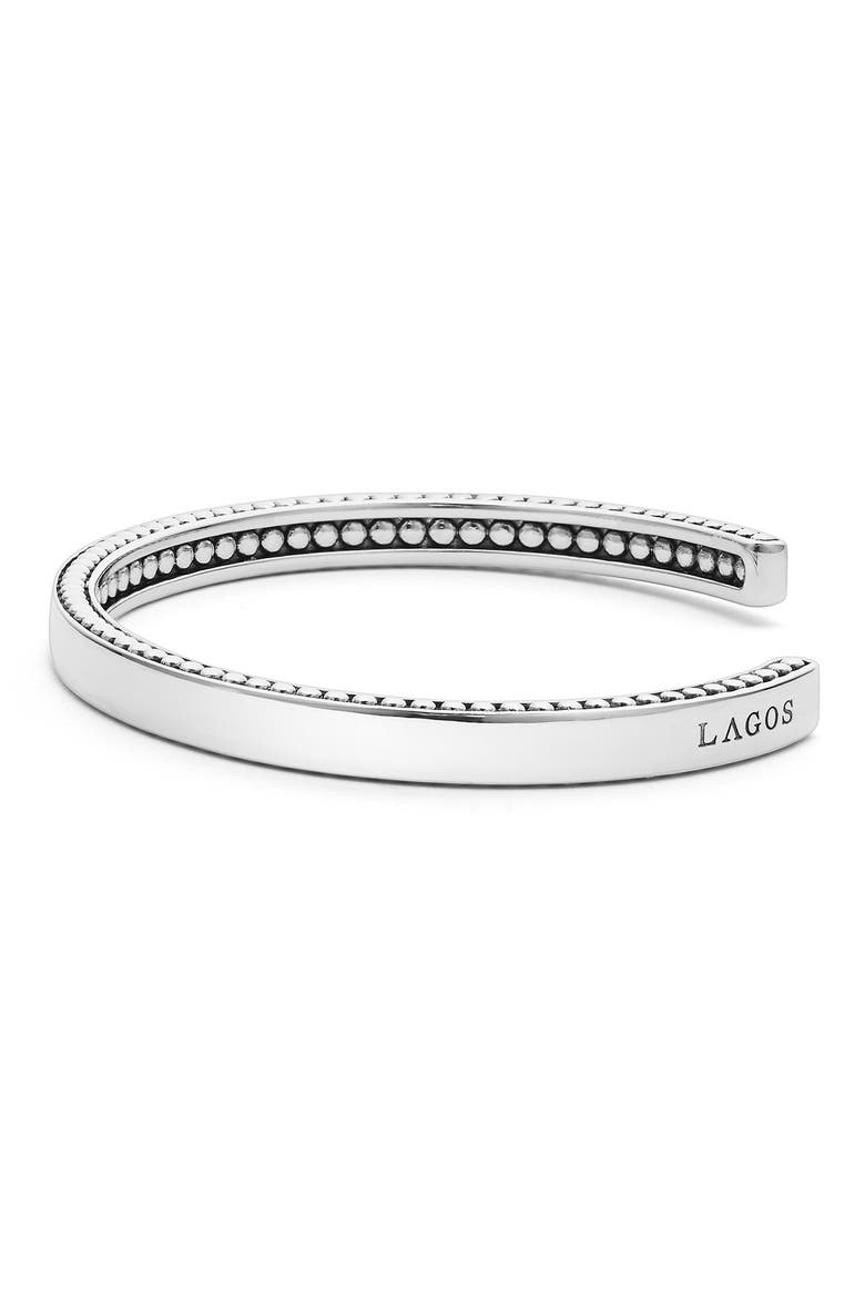 Men's Anthem Sterling Silver Caviar Cuff Bracelet, Alternate, color, SILVER