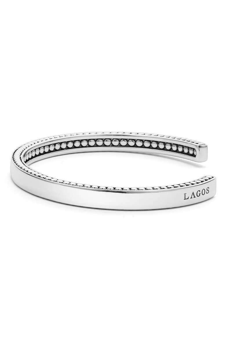 LAGOS Men's Anthem Sterling Silver Caviar Cuff Bracelet, Alternate, color, Silver
