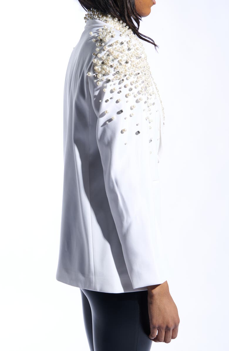 AZALEA WANG Pearlized Embellished Blazer, Alternate, color, White