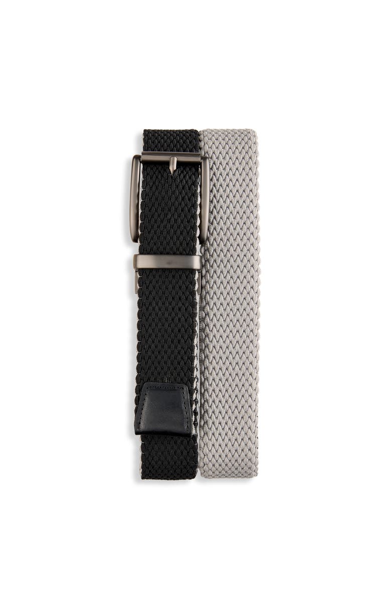 Oak Hill by DXL Big & Tall Reversible Stretch Belt, Main, color, Black Grey