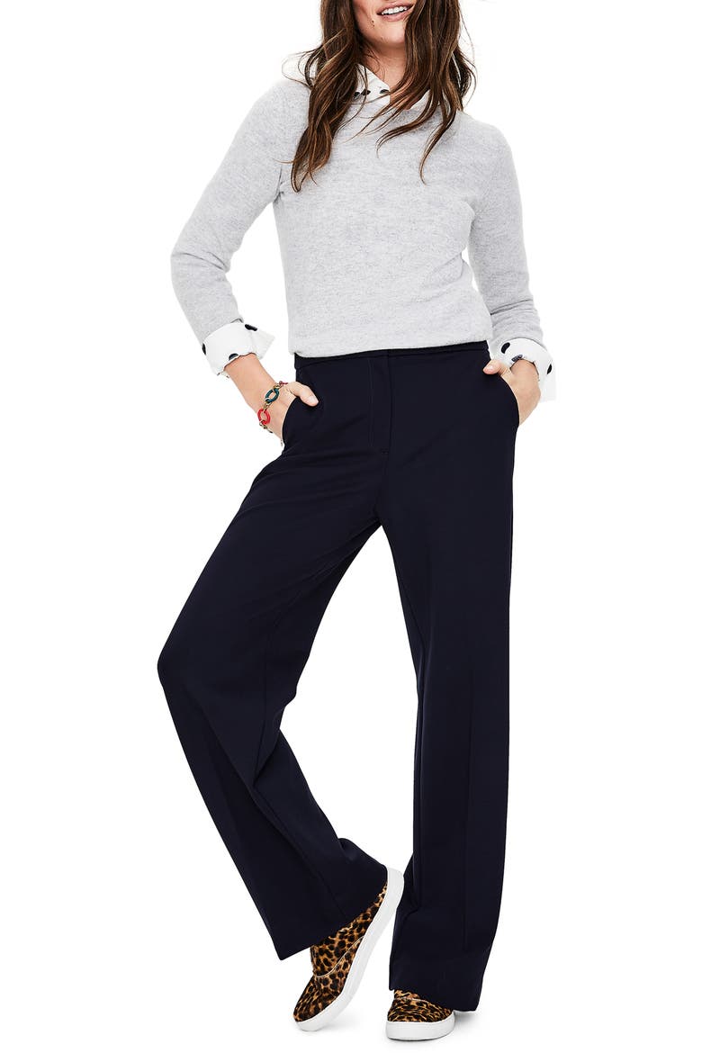 Wide Leg Ponte Knit Pants, Main, color, NAVY DNU