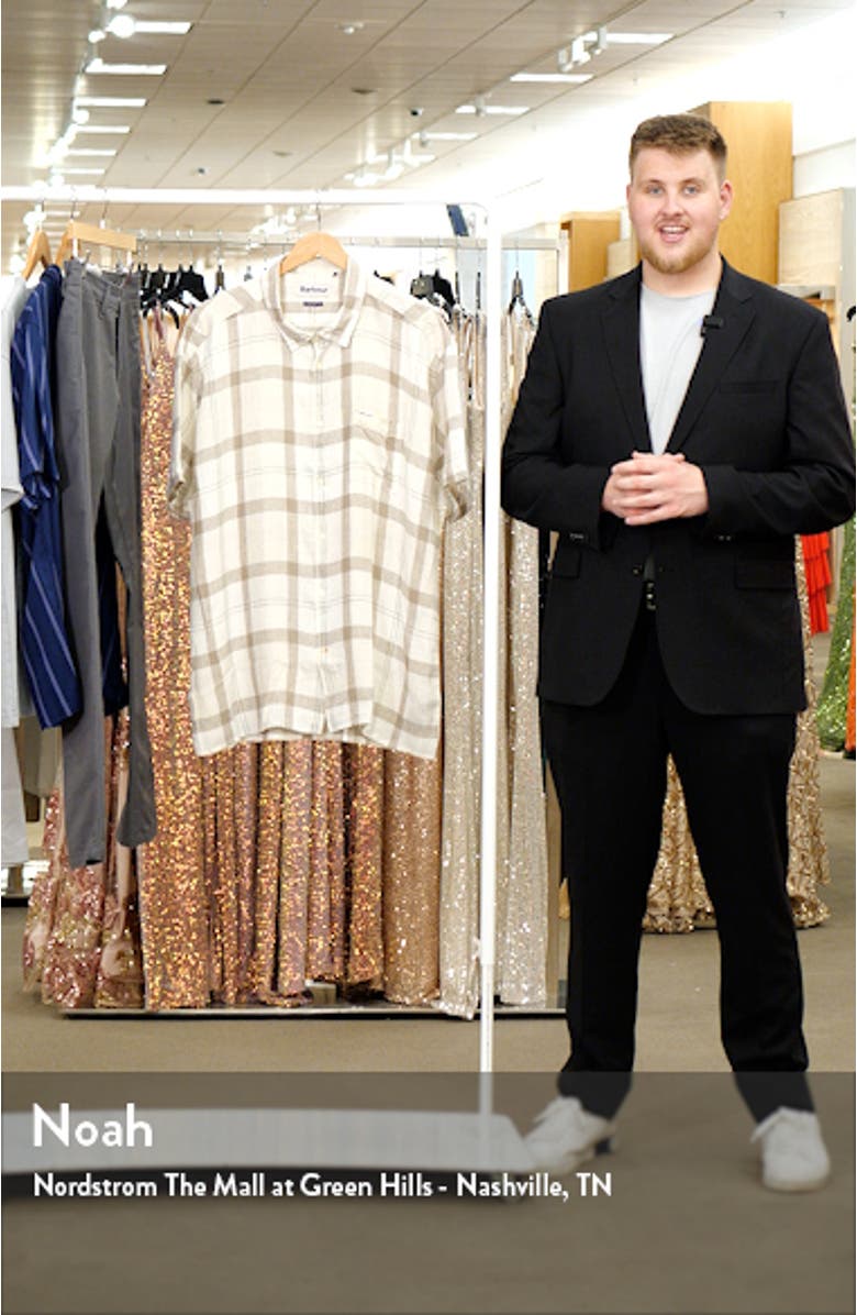 Croft Regular Fit Plaid Short Sleeve Linen Blend Button-Up Shirt, sales video thumbnail