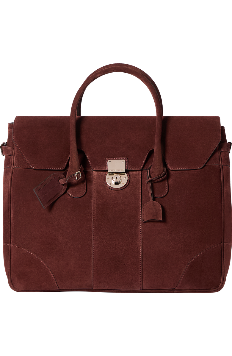Brunello Cucinelli Suede boston bag, Alternate, color, Burgundy