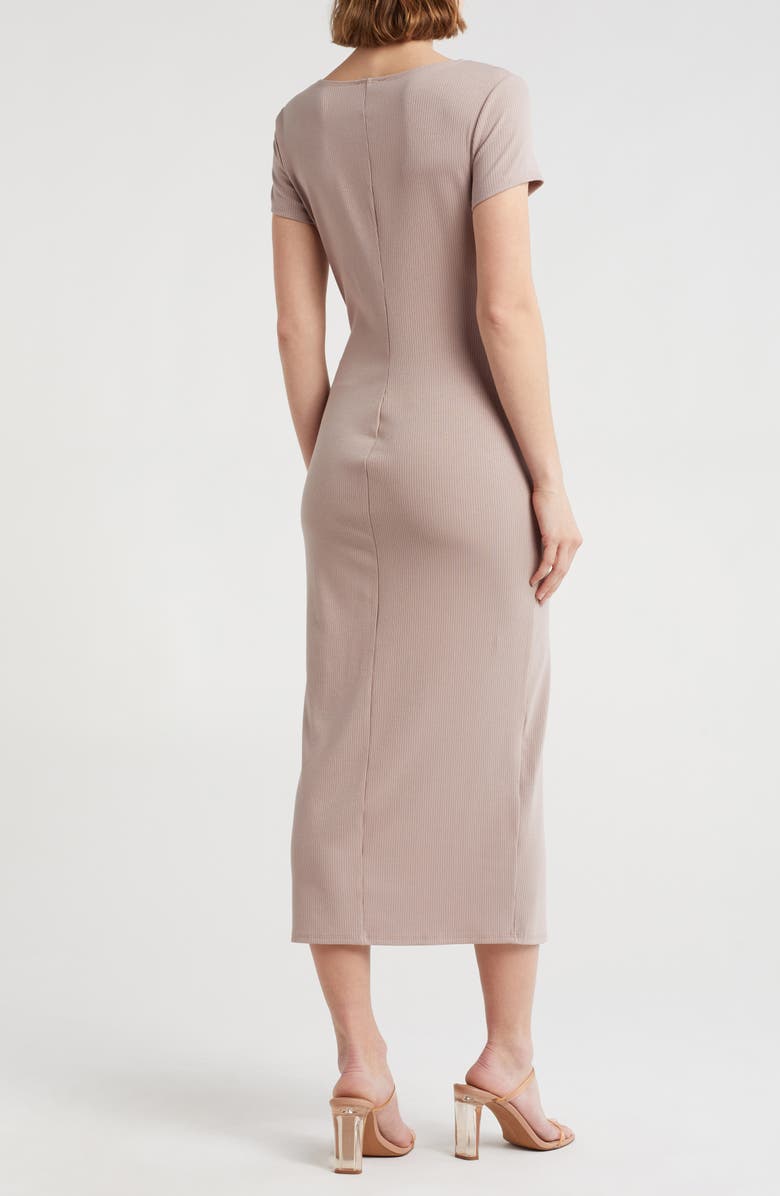 bebe Short Sleeve Ribbed Midi Dress, Alternate, color, Blush
