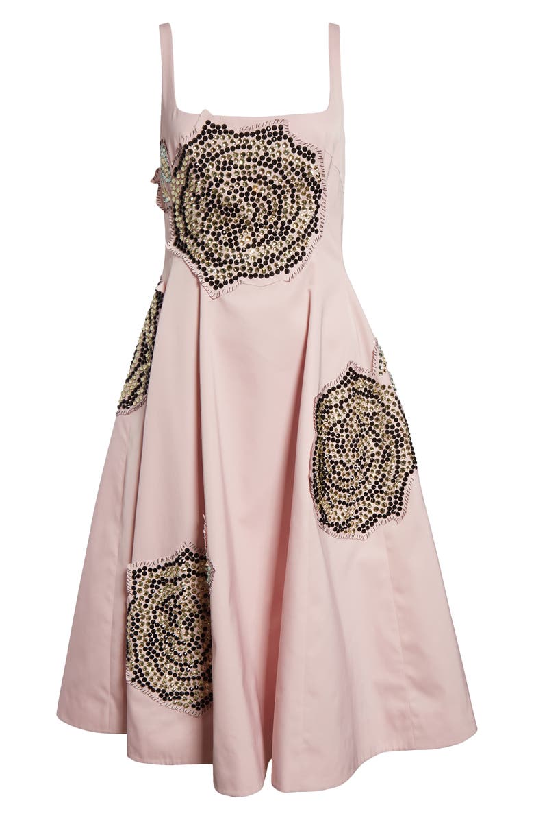 Marni Embellished Balloon Fit & Flare Taffeta Midi Dress, Alternate, color,