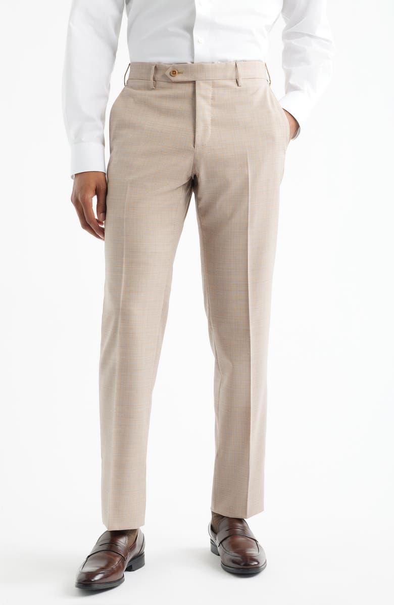 Zanella Parker Flat Front Wool Dress Pants, Main, color, Tan