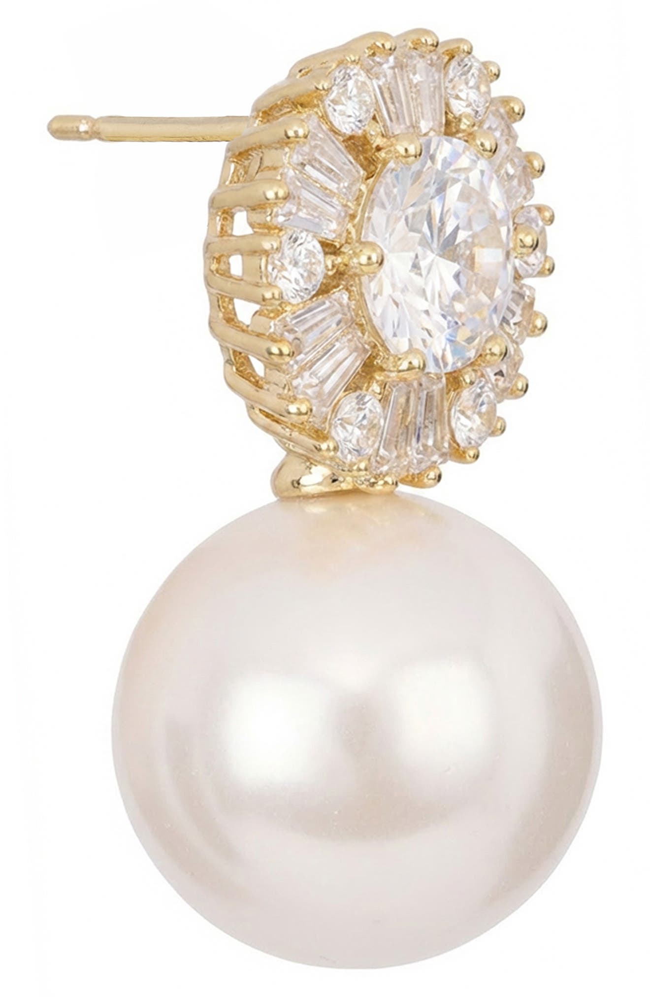 ATHRA LUXE Cubic Zirconia & Faux Pearl Drop Earrings (Women ...