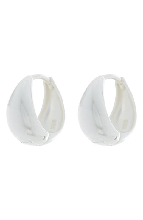 Sterling Silver 12mm Puffy Huggie Hoop Earrings