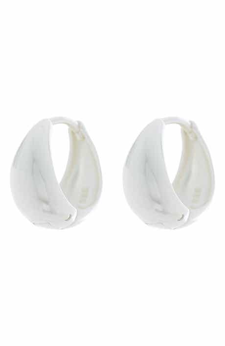 ARGENTO VIVO Sterling Silver 12mm Puffy Huggie Hoop Earrings
