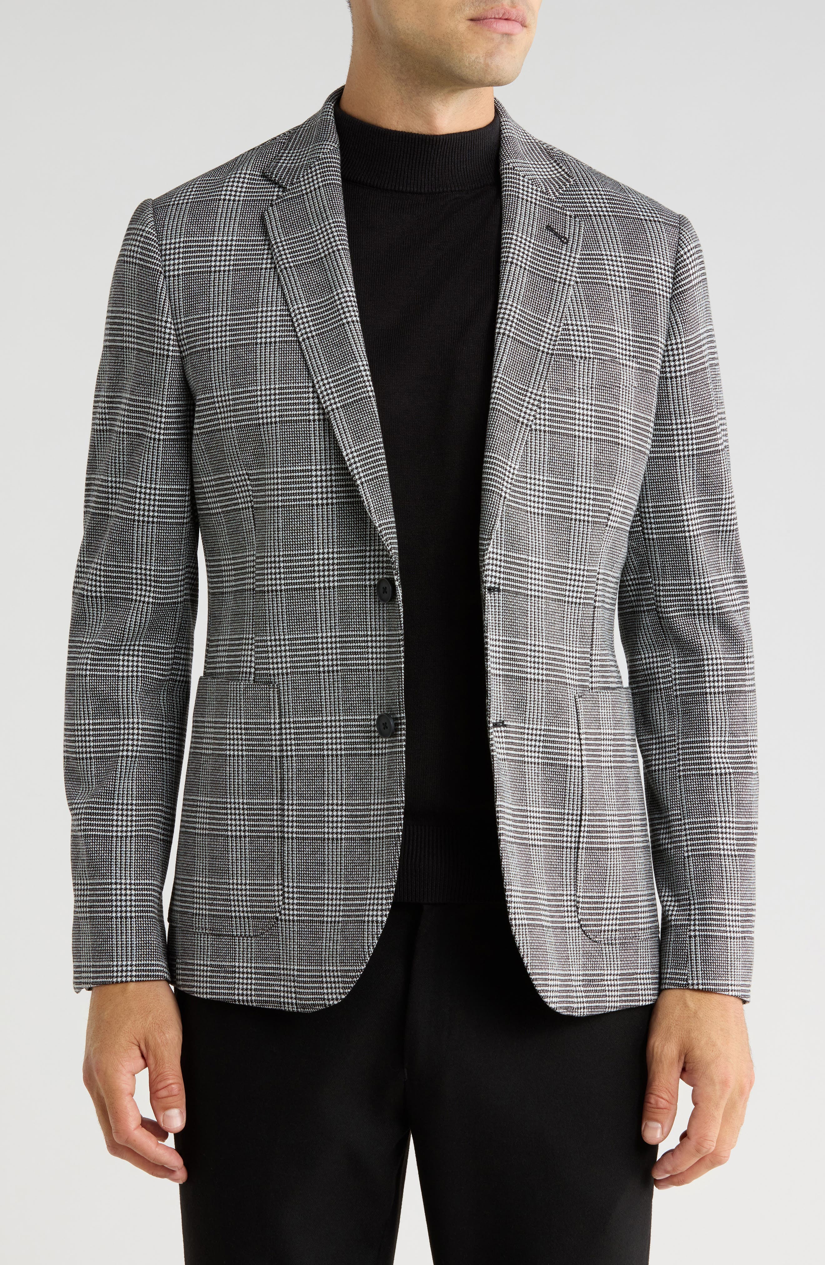 NORDSTROM RACK Gavin Glen Plaid Knit Sport Coat