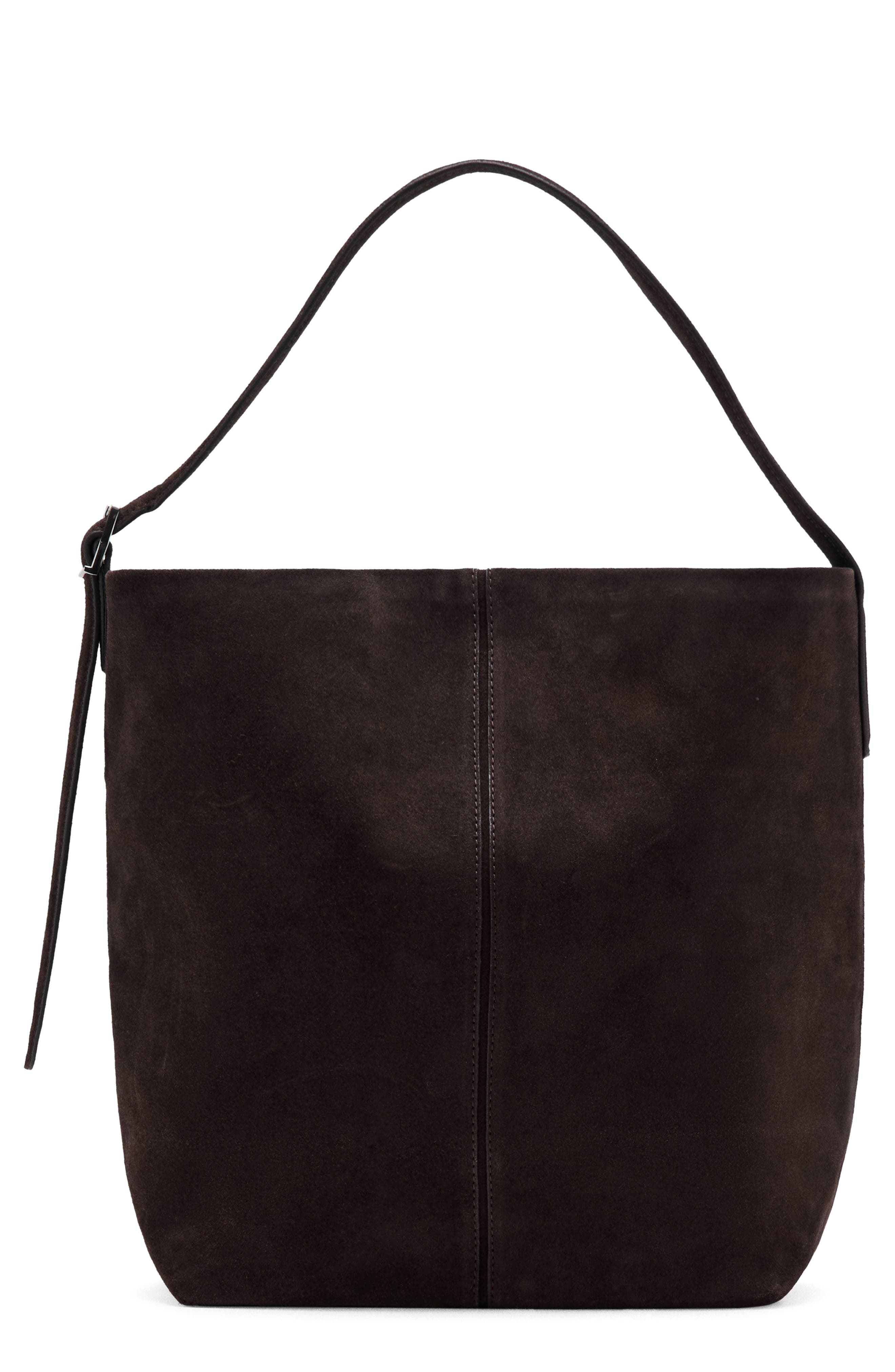 MANGO Large Suede Bucket Bag, Main, color, 