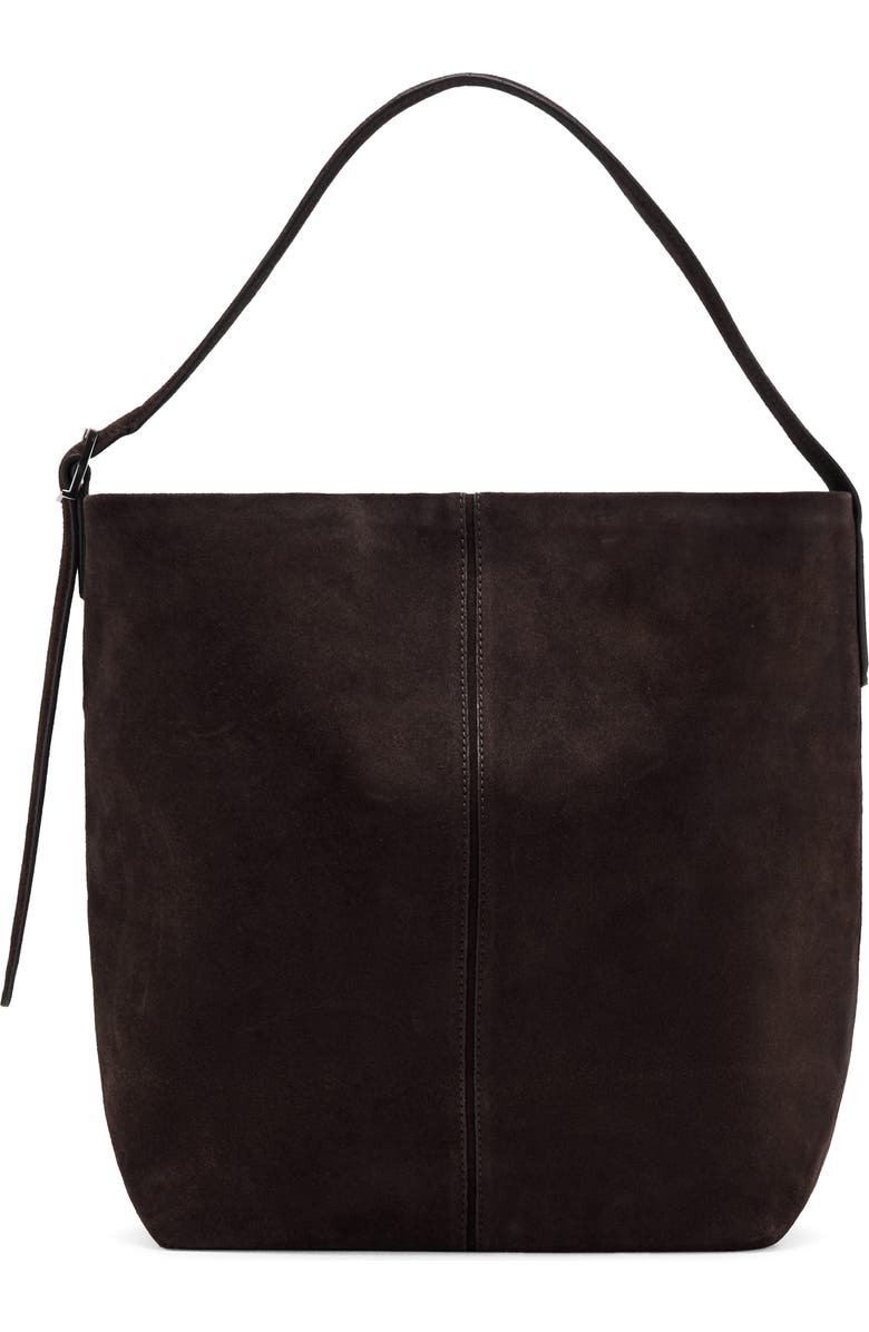 MANGO Large Suede Bucket Bag, Main, color,