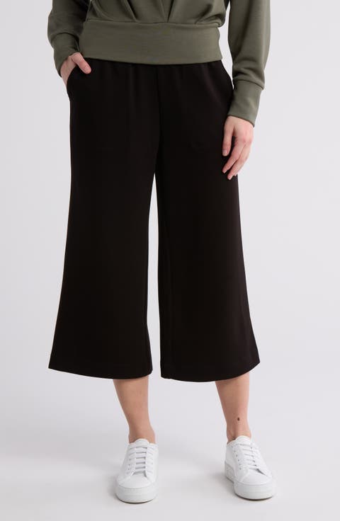 Wide Leg Scuba Knit Crop Pants