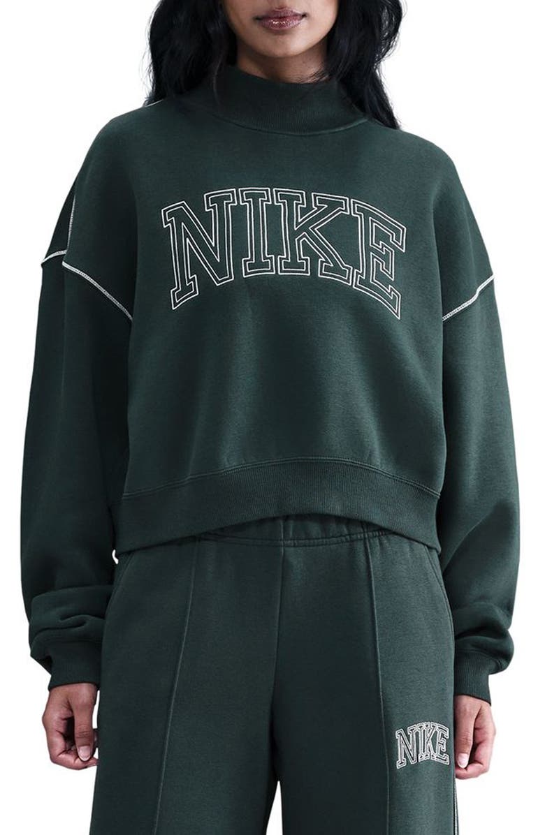 Nike Sportswear Mock Neck Phoenix Fleece Oversize Sweatshirt, Main, color, Seaweed