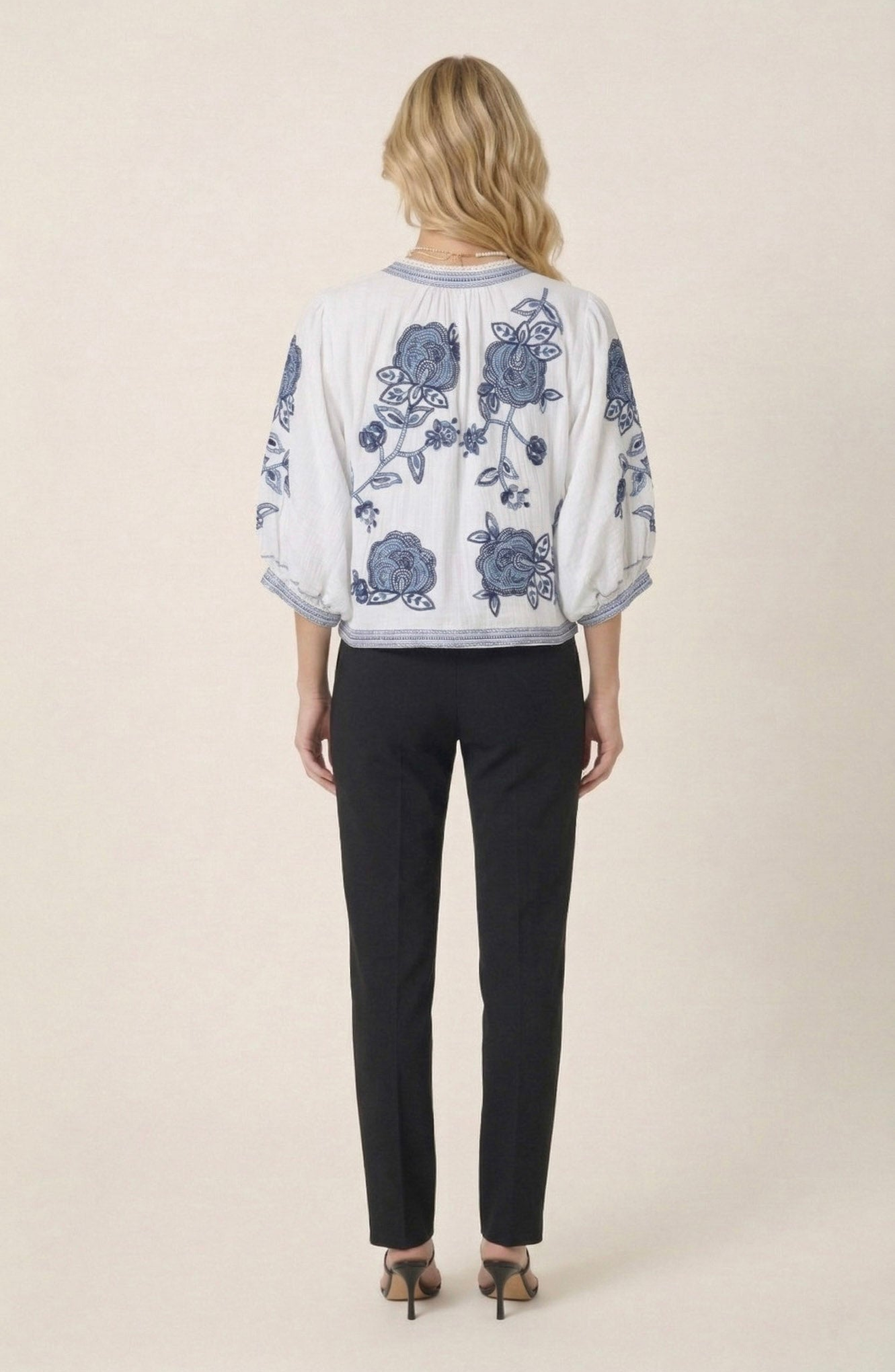Floral Embroidered Open Front Jacket - image 2