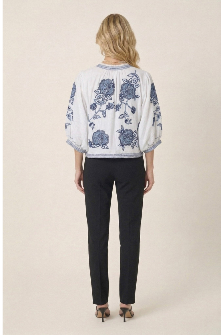 Floral Embroidered Open Front Jacket, Alternate, color, White