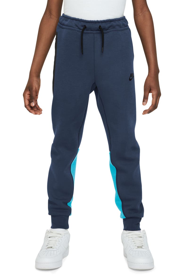 Kids' Tech Fleece Joggers, Main, color, MIDNIGHT NAVY/ AQUARIUS/ BLACK