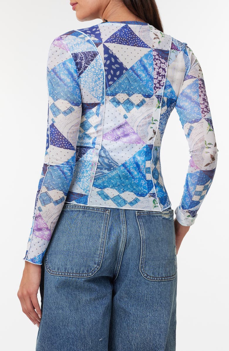 Scotch & Soda Mixed Print Long Sleeve Mesh Top, Alternate, color, 